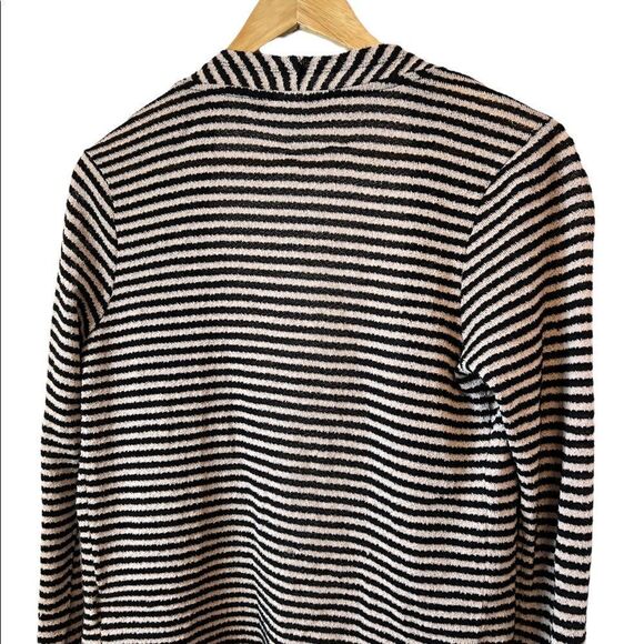 ONLY Black & Tan Striped Knit Open Loose Fit Cardigan Sweater M - Picture 4 of 8